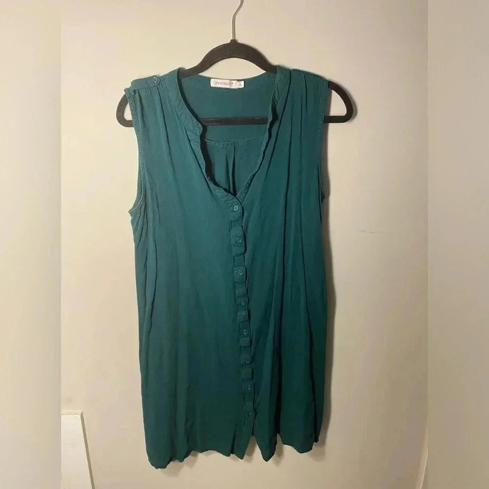 Shoe Dazzle emerald button down dress | size extra large